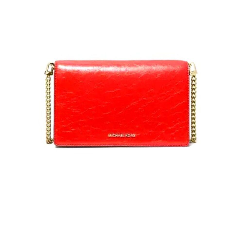 NWT Michael Kors Jet Set Medium Flap Chain Crossbody Vibrant Orange Pop